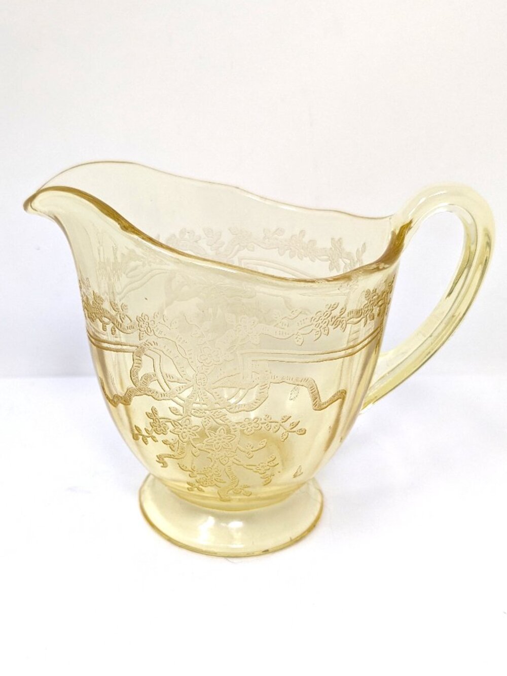 VTG Fostoria June Pattern Topaz Yellow Creamer Etched Elegant glass 1929-1936